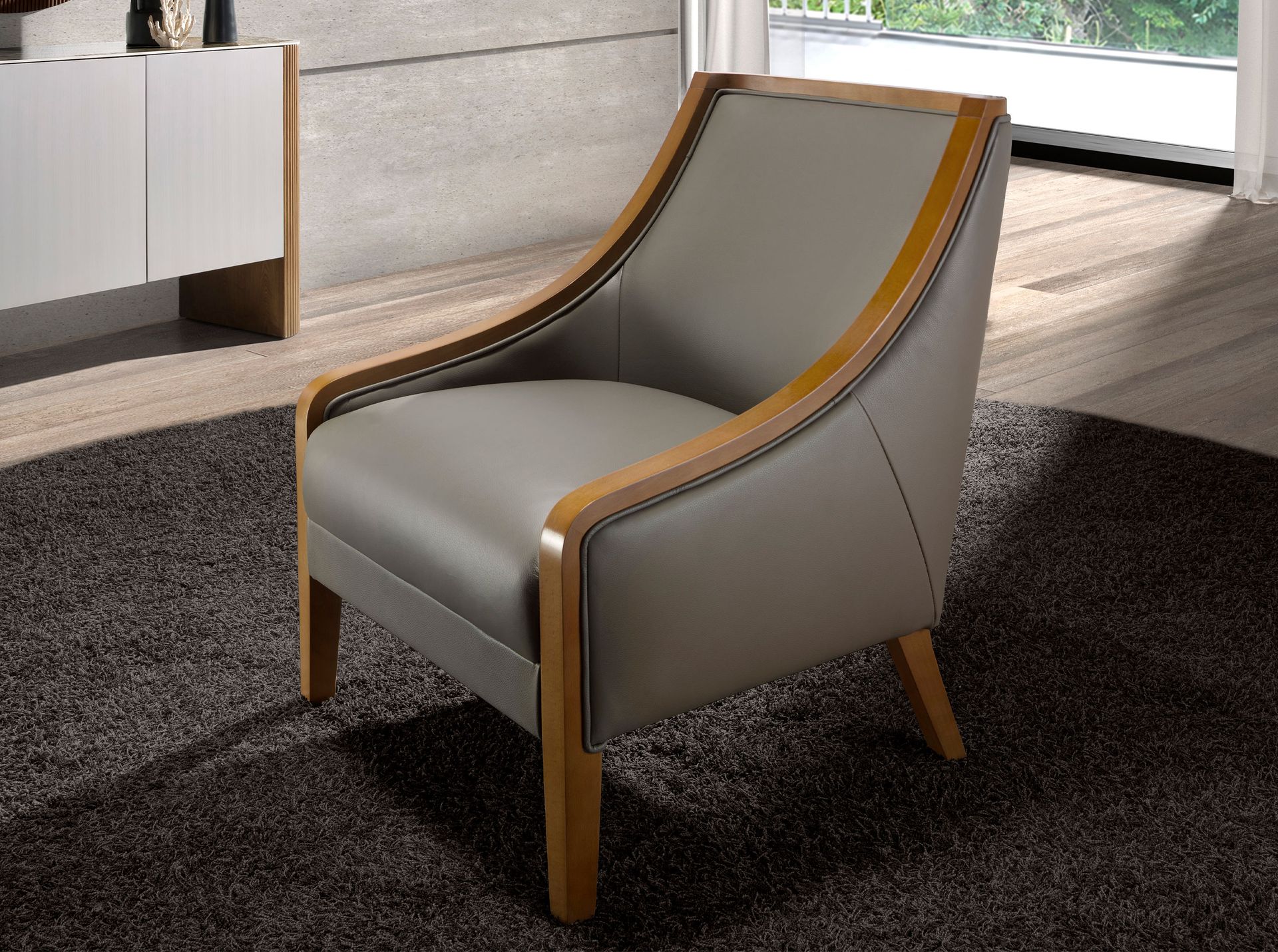 Кресло 5126/A825-T541029 серое кожаное Angel Cerda