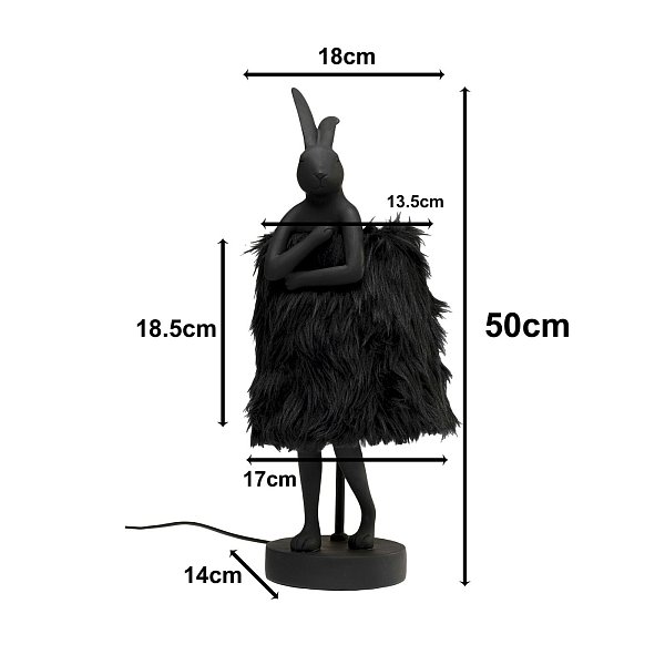 Светильник настольный Animal Rabbit Fur Black/Gold 50cm KARE 56674