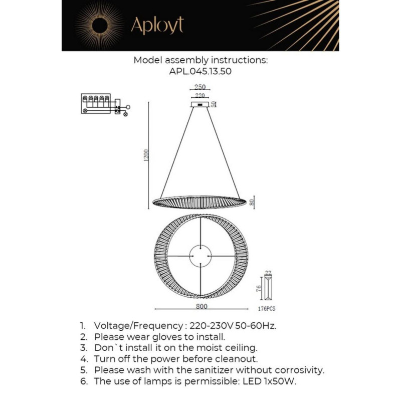 Подвесная люстра APLOYT APL.045.13.50