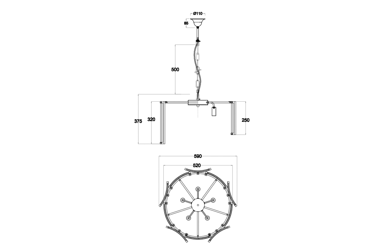 Светильник потолочный металлический золотой Garda Decor 20MD3515-5GOLD