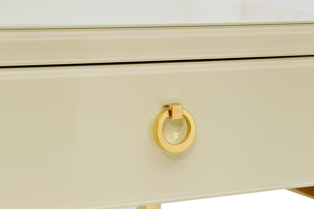 Тумбочка с выдвижным ящиком и стеклянными панелями бежевая Garda Decor KFC763E7