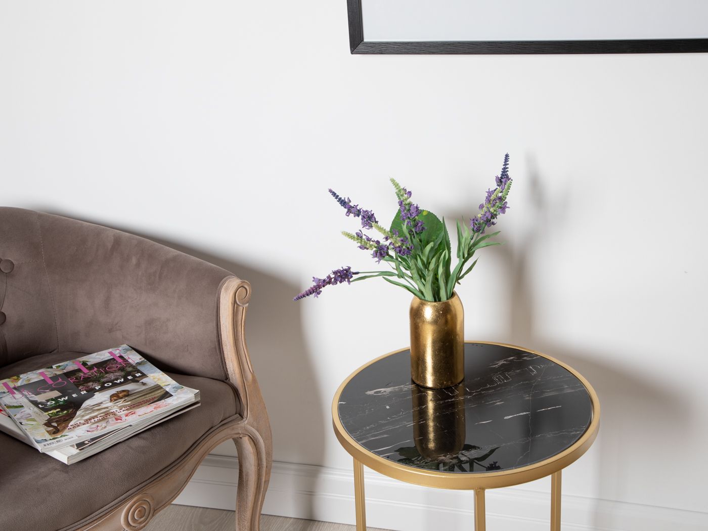 Столик приставной с черным мрамором Glasar 54-097