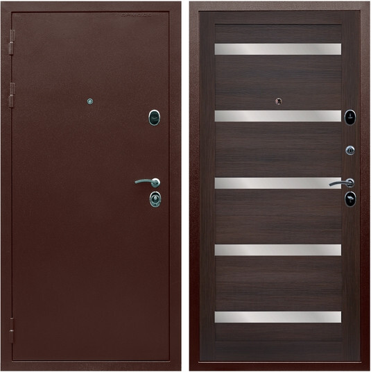 Дверь входная Graf Люкс ТП-70 Антик медь / МДФ 16 мм СБ-14 Эковенге стекло белое