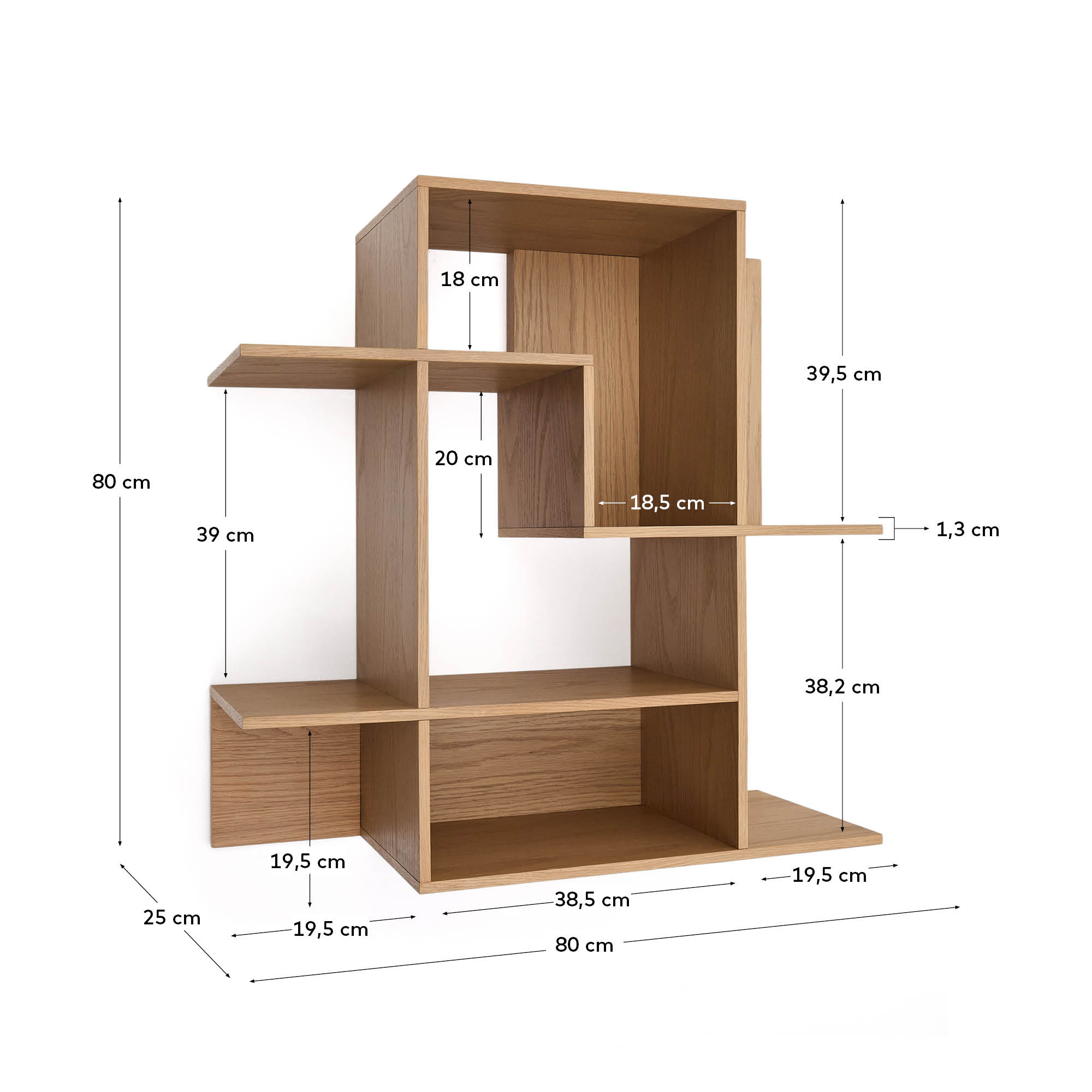 Модульный стеллаж Ina из шпона дуба с натуральной отделкой 80 x 80 см La Forma (ex Julia Grup)