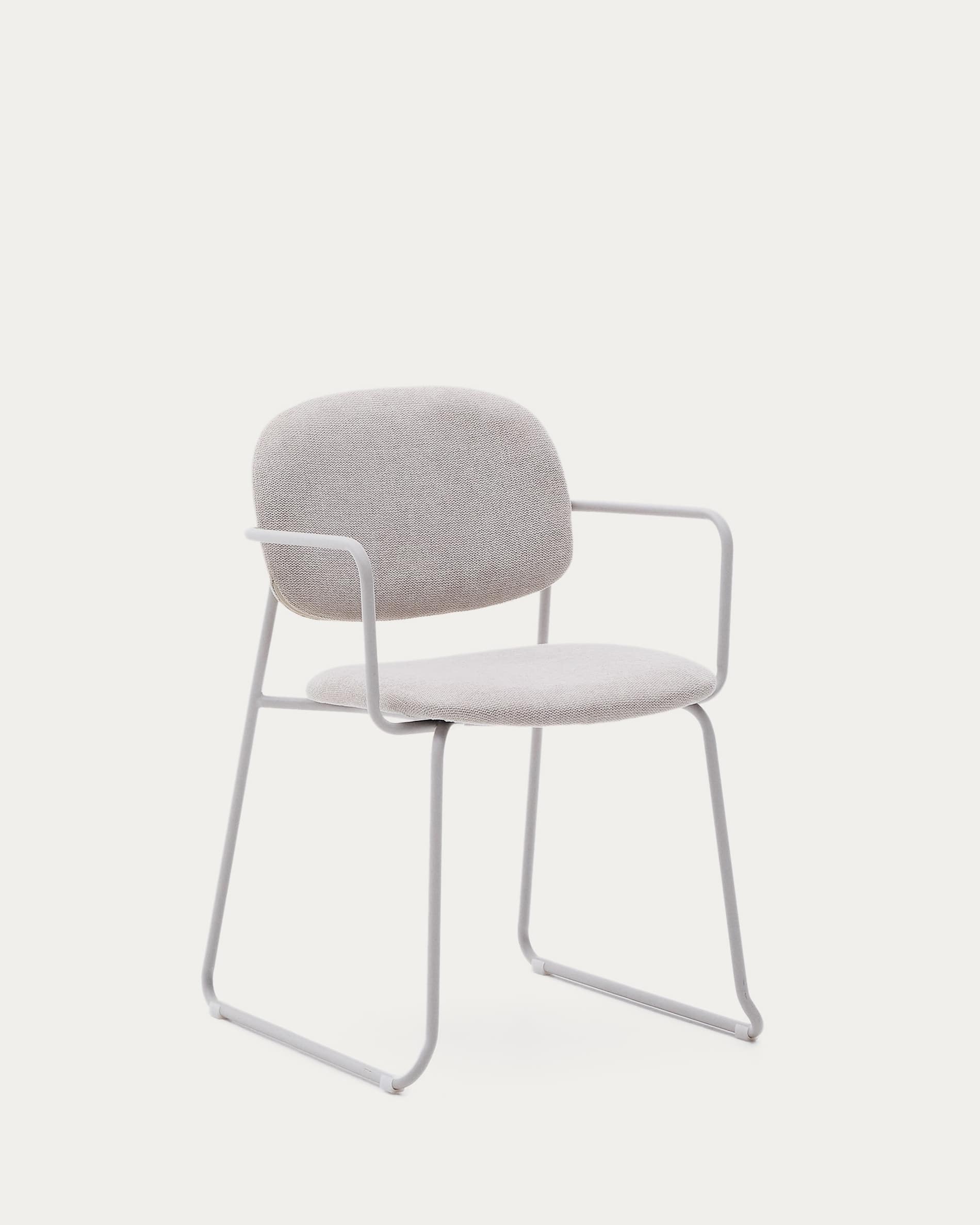 Стул Meli из бежевого шенилла с бежевой металлической структурой La Forma (ex Julia Grup)