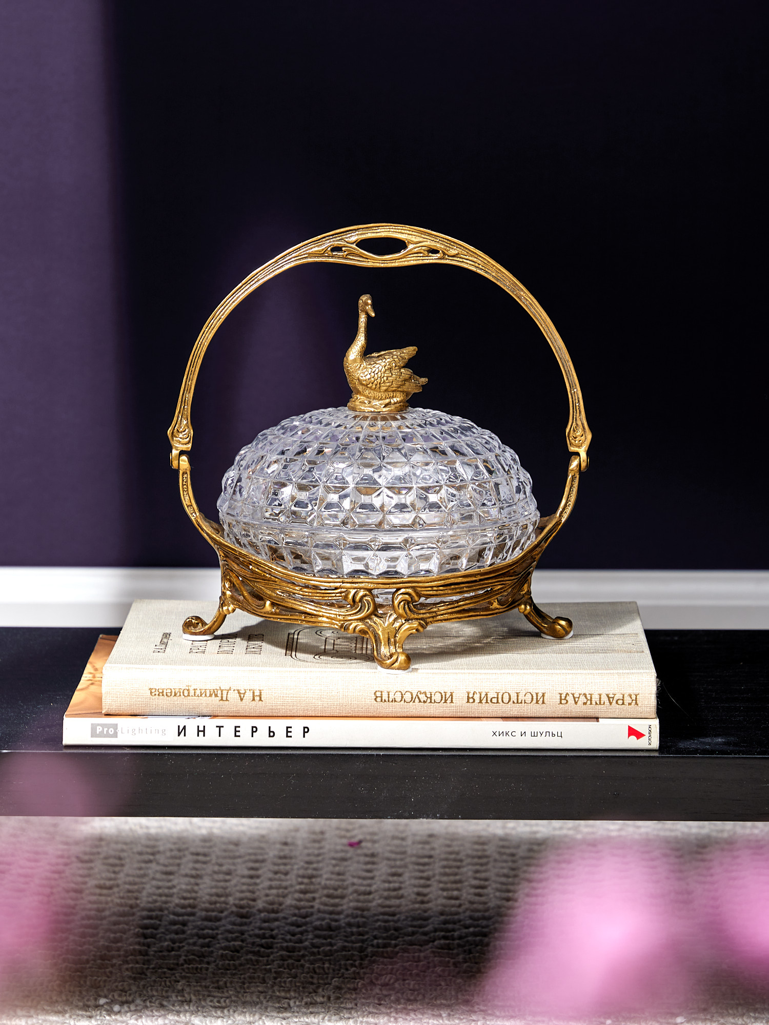 Конфетница с лебедем Glasar HGL483S/1/GLASS