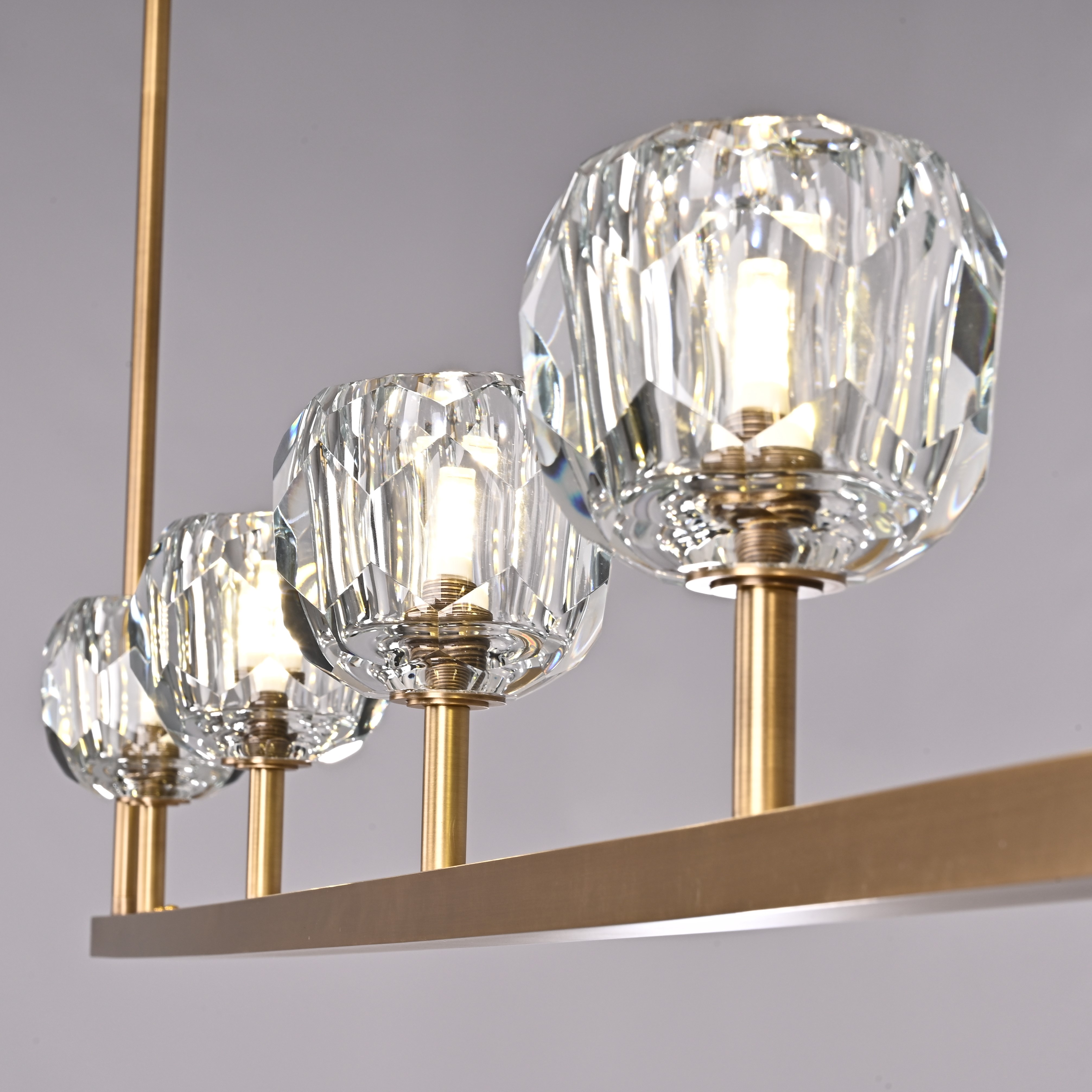 Люстра RH Boule De Cristal Linear Chandelier 5 Bronze by ImperiumLoft