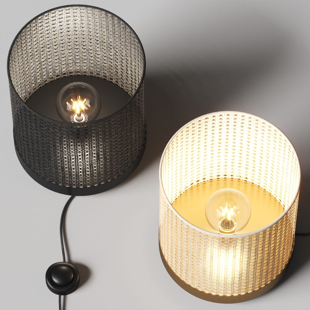 Настольная лампа Stan черный металл - черный ротанг Aromas del Campo