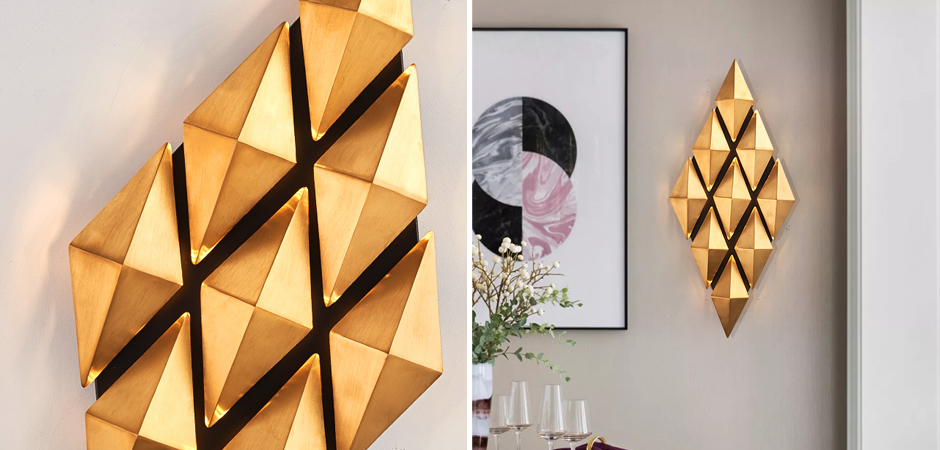 Бра Honeycomb Gold lozenges Wall Lamp by ImperiumLoft