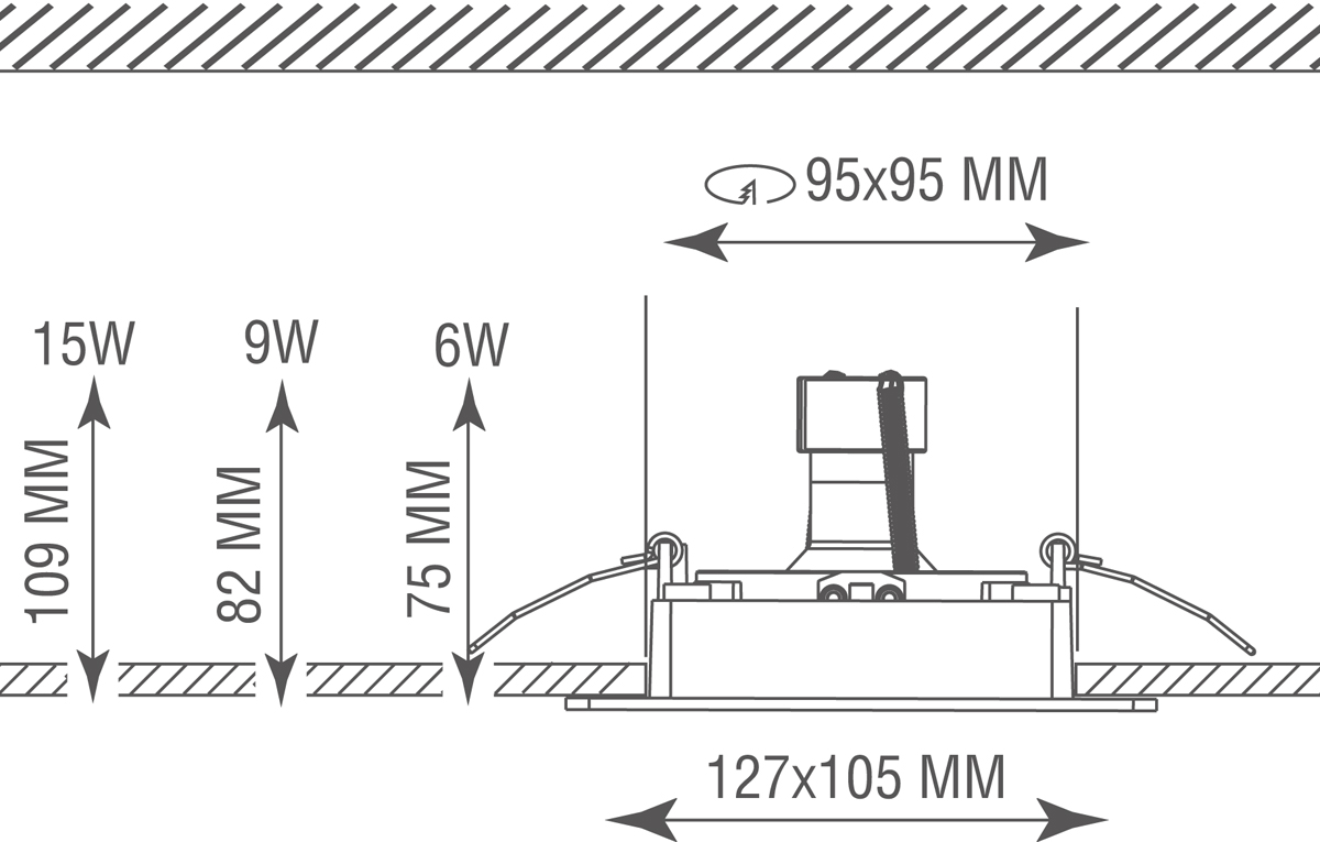 Встраиваемый светильник под сменную лампу Donolux DL18615/01WW-SQ Shiny black/Black