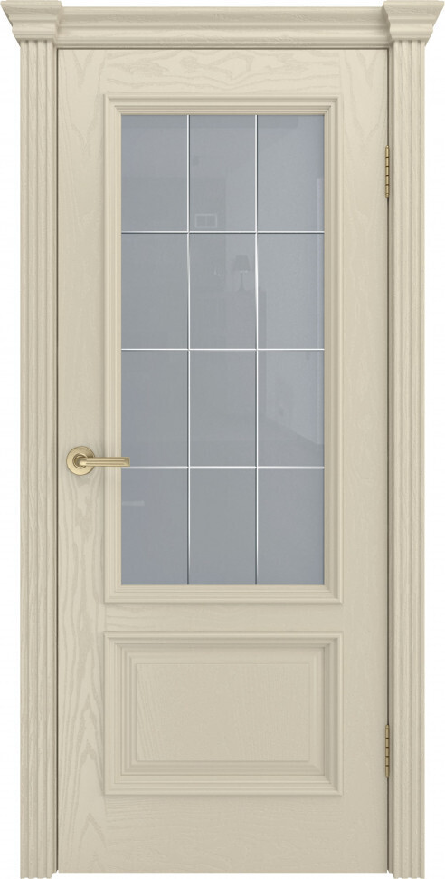 Межкомнатная дверь Graf Фрейм 07 ст.Премиум светлое, гравировка рис.Решетка Крем (2000 х 900)