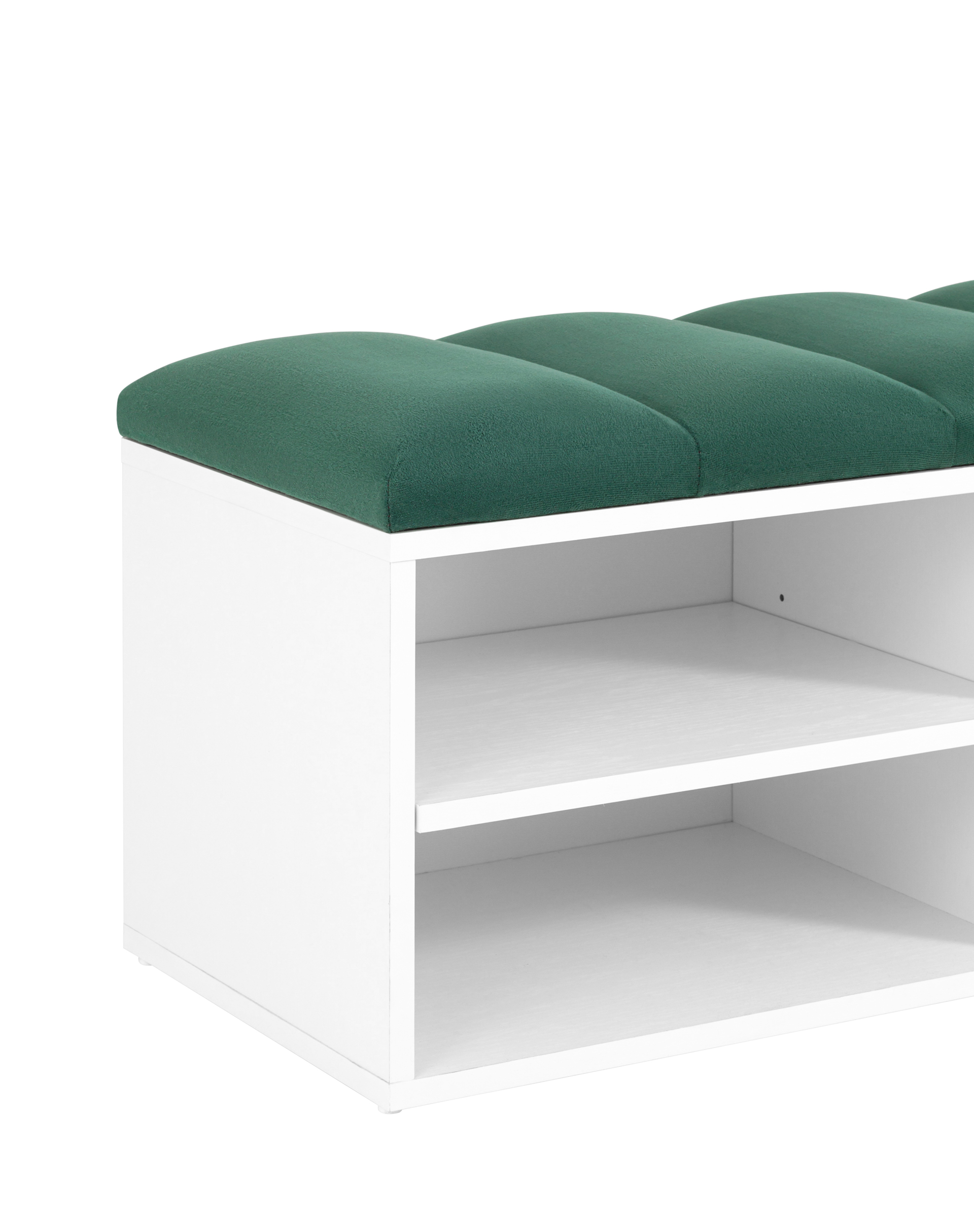 Обувница Хольст белая велюр зелёный Stool Group