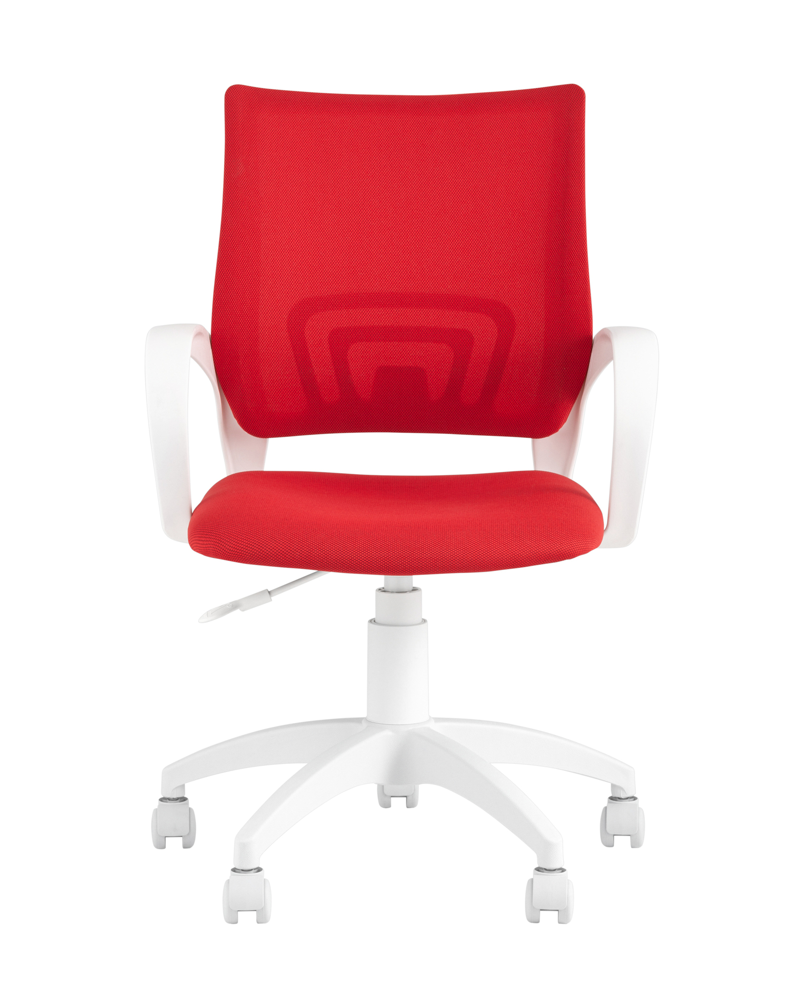 Кресло офисное Topchairs ST-BASIC-W спинка белая сетка сиденье красная ткань крестовина белый пластик Stool Group