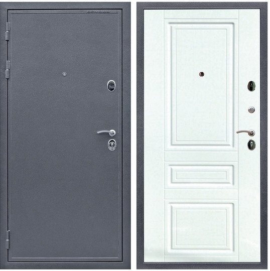 Дверь входная Graf Престиж Антик серебро / МДФ 16 мм ФЛ-243 Ясень белый