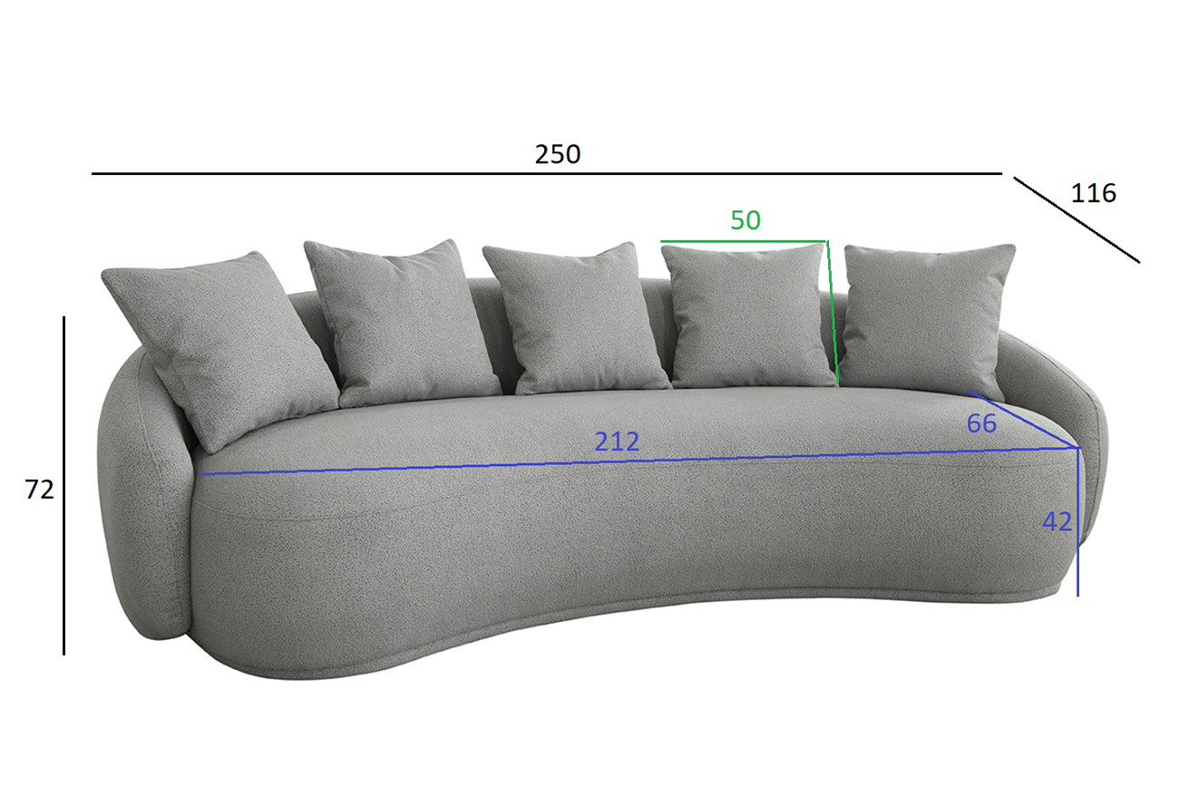 Диван треестный светло-серый Garda Decor 87YY-22085