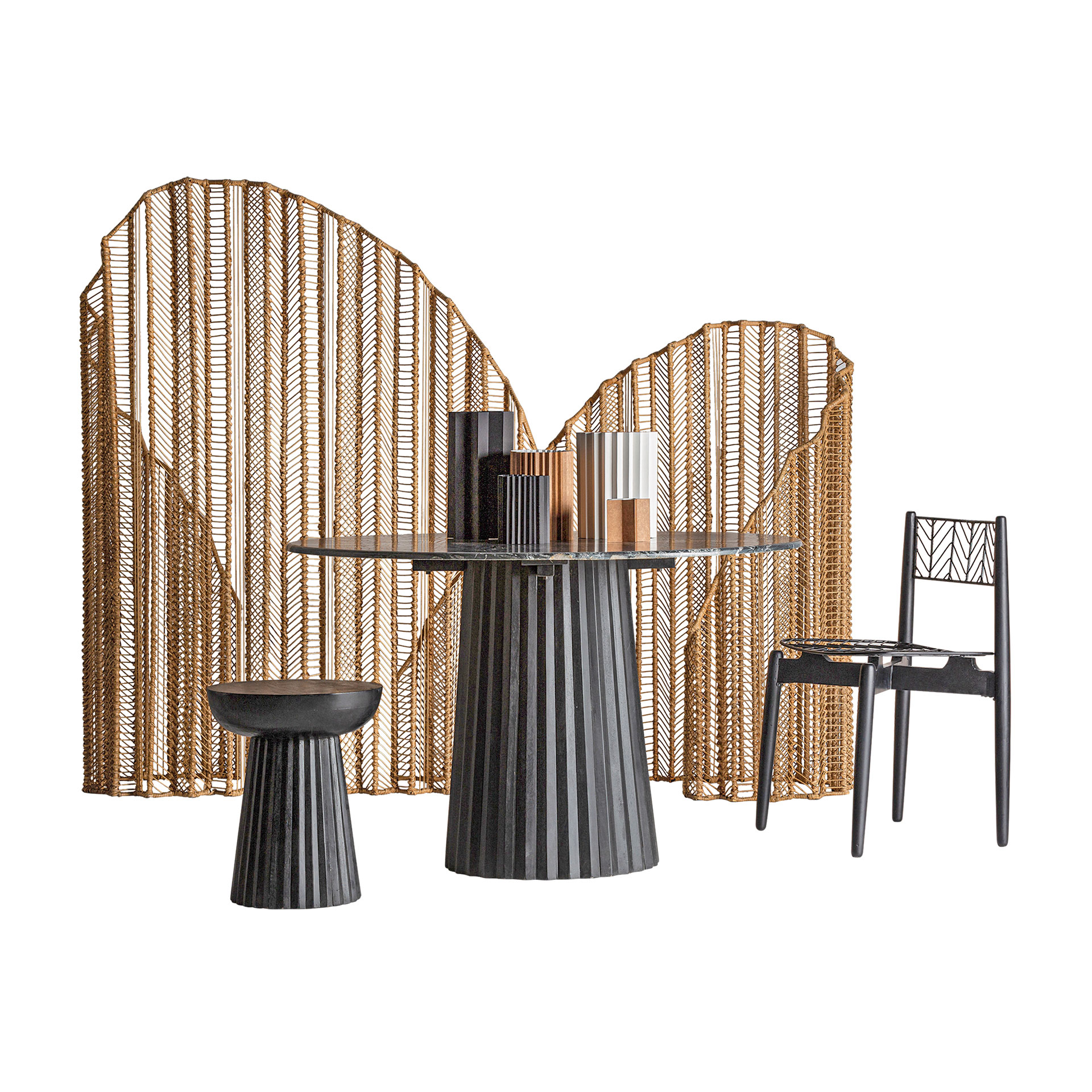 Обеденный стол из дерева Plisse черный Vical