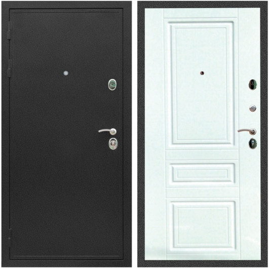 Дверь входная Graf Престиж Черный крокодил / МДФ 16 мм ФЛ-243 Ясень белый