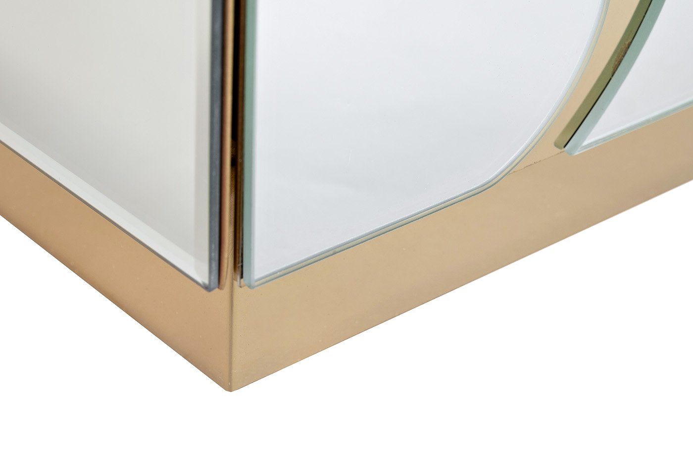 Тумбочка зеркальная с золотым декором Garda Decor KFG199