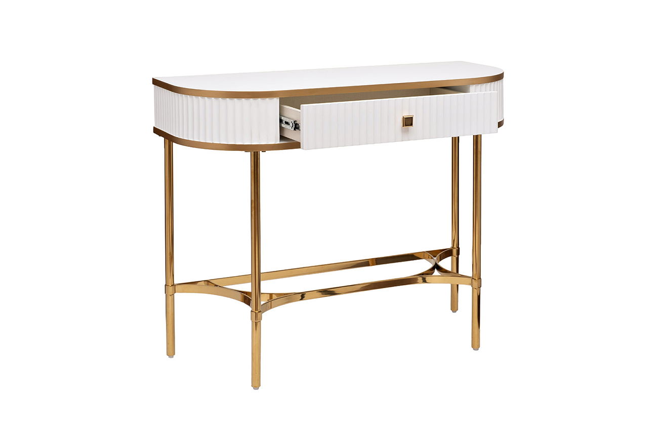 Консоль с ящиком белая/золото Garda Decor KFG166