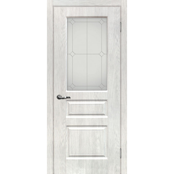 Межкомнатная дверь Graf Версаль-2 Сатинат, контурный полимер серебро Дуб жемчужный (2000 х 900)