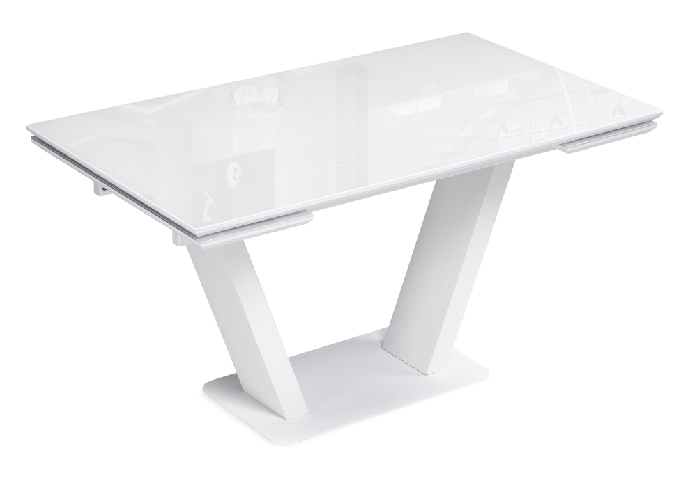 Стол стеклянный Woodville Конор 140(200)х80х73 ультра белый / белый 517338