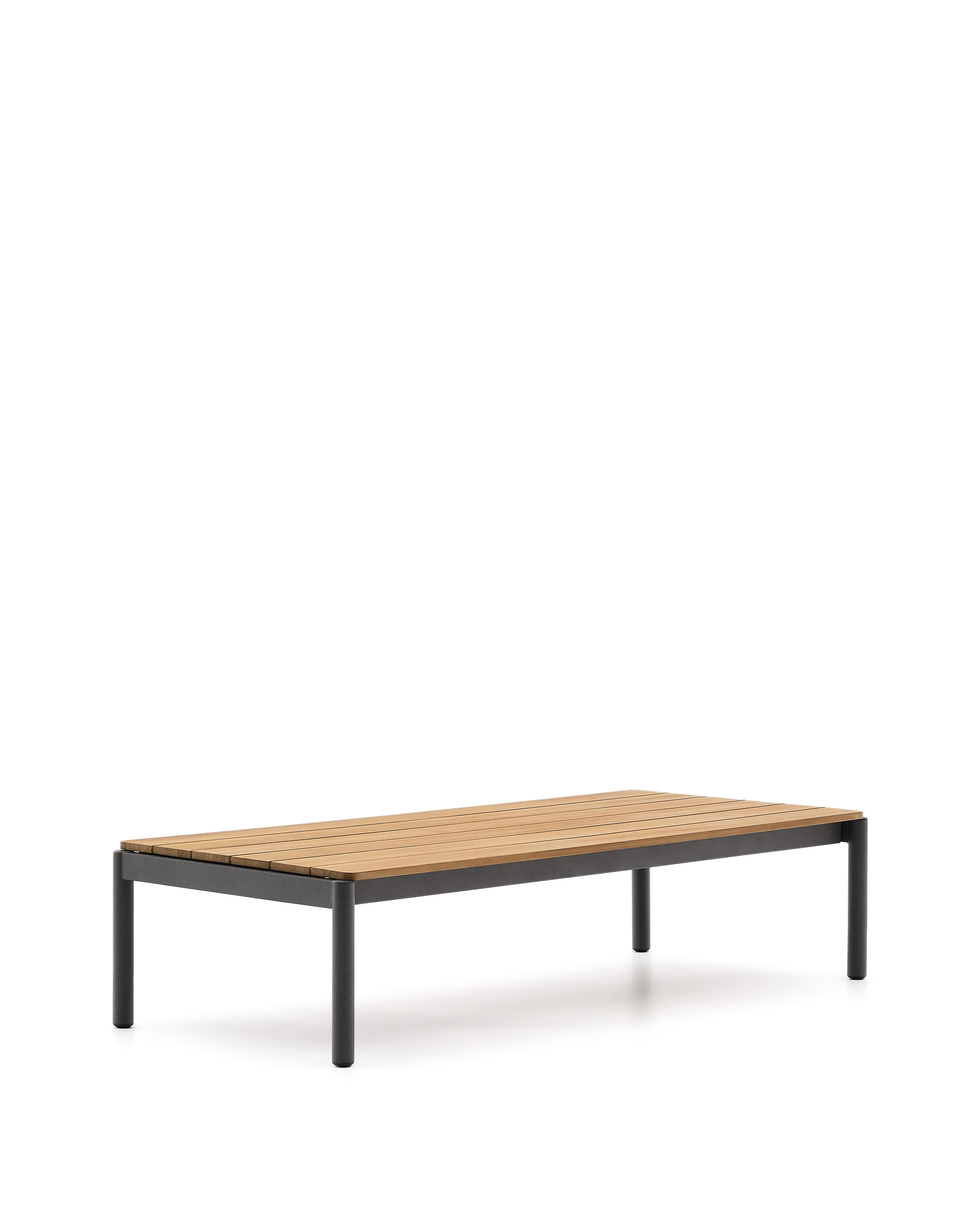 Журнальный столик Sorells из серого алюминия и тикового дерева 63 x 144,6 см La Forma (ex Julia Grup)
