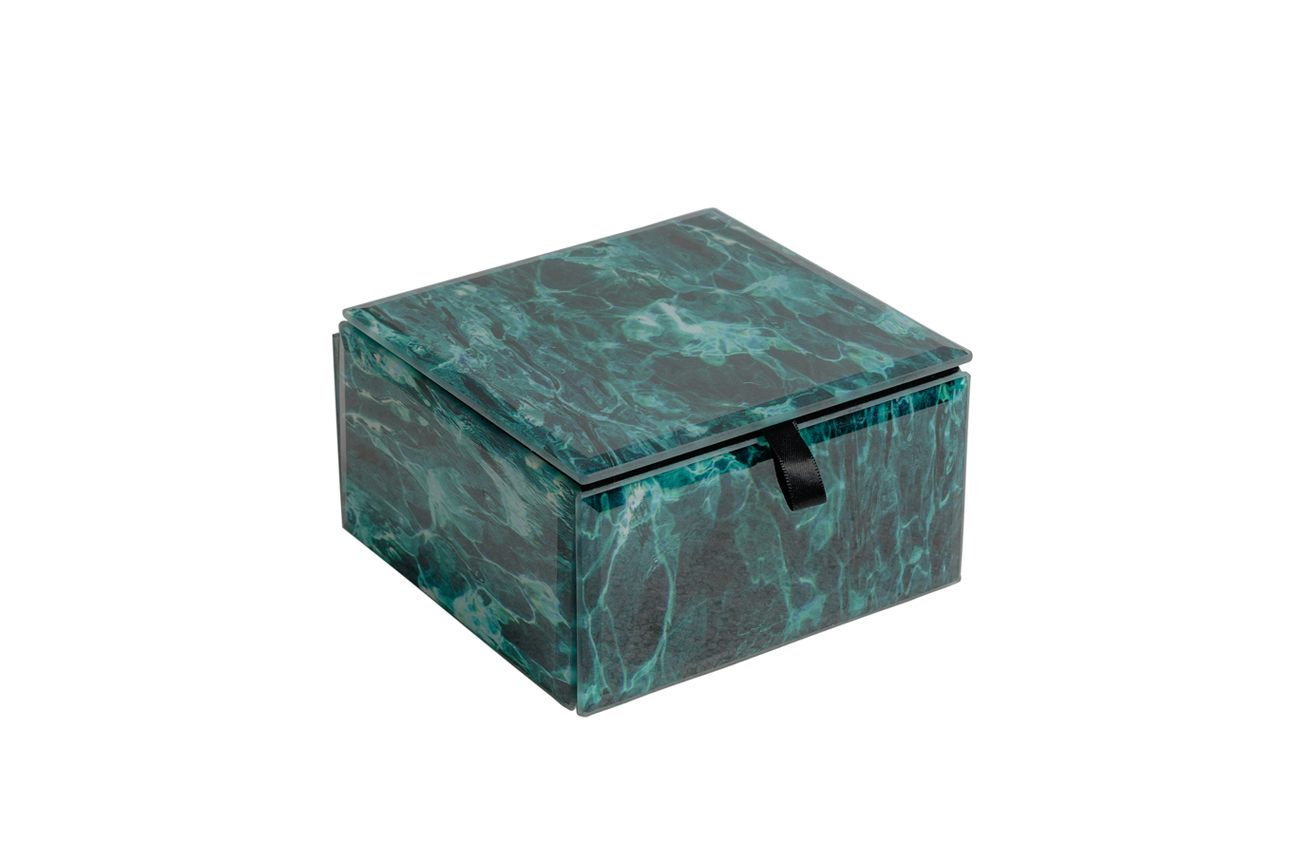 Шкатулка стеклянная бирюзовая Garda Decor KFJ112