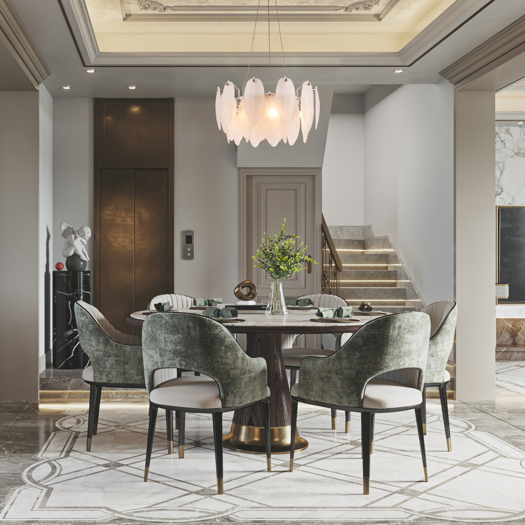 Люстра с плафоном в виде перьев 4653.D450.H240.E14.5 Ni Arte Milano