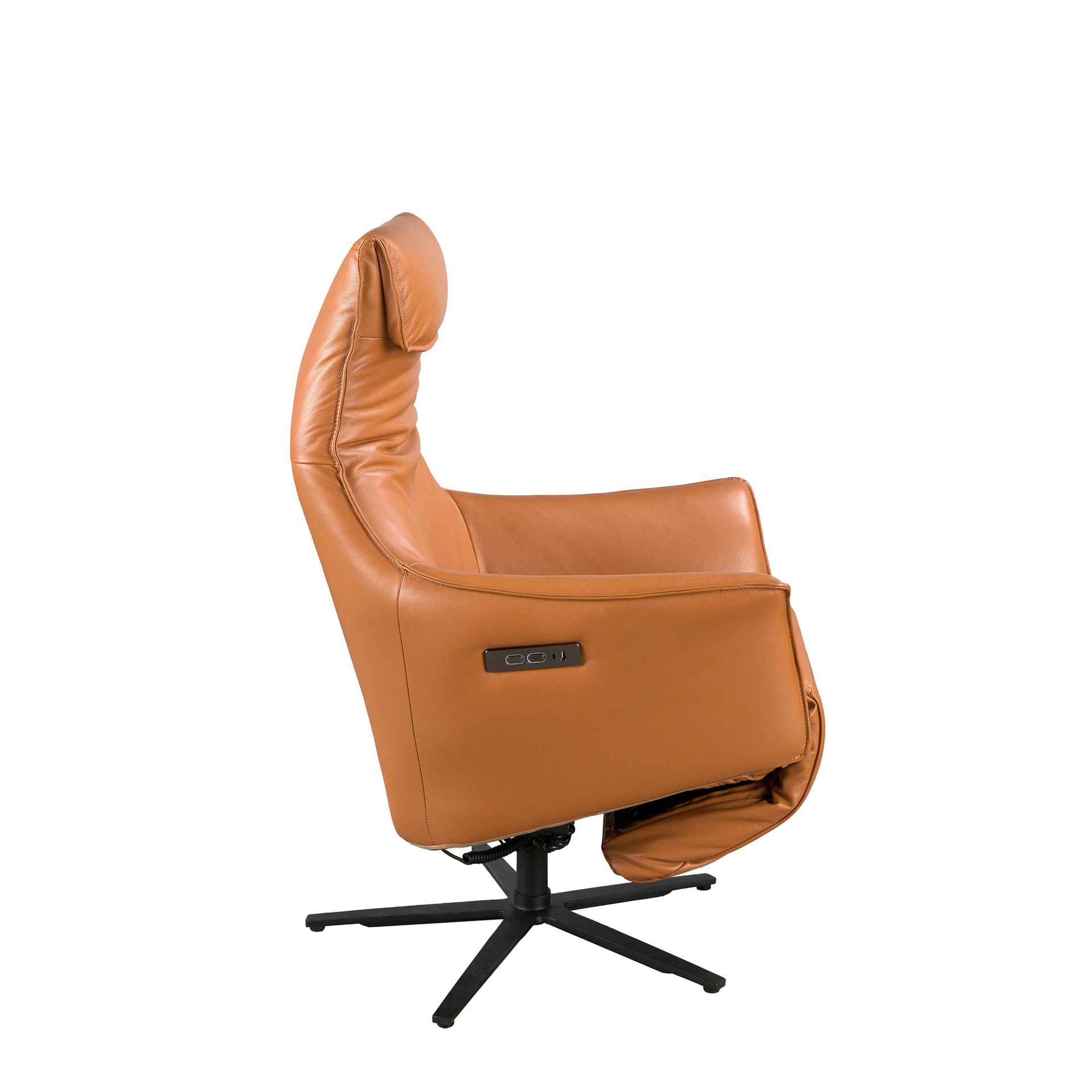 Вращающееся кресло из коричневой кожи модель 5137 Angel Cerda