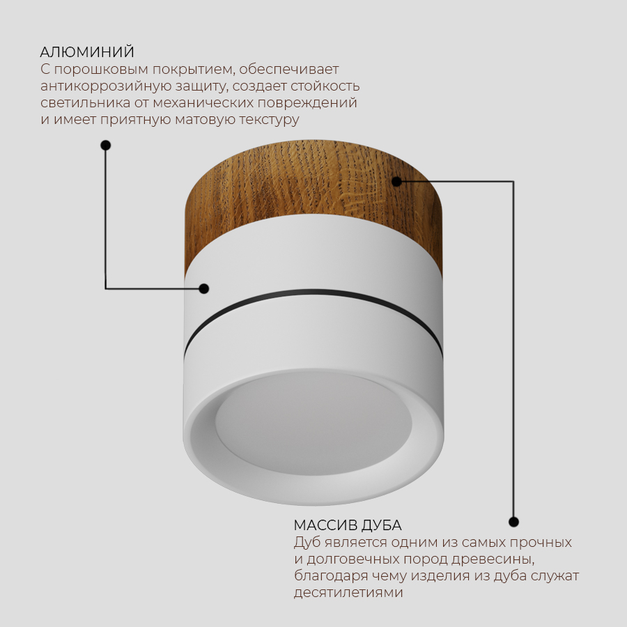 Накладной светодиодный светильник Ledron BARREL MINI Wooden White