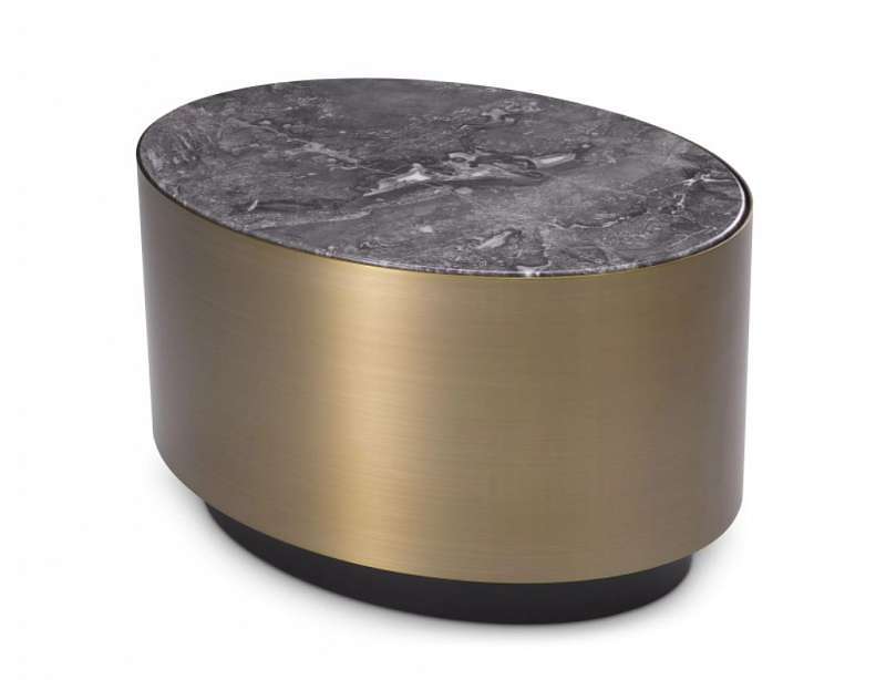 Приставной столик Eichholtz Porter oval brushed brass finish grey marble 116457