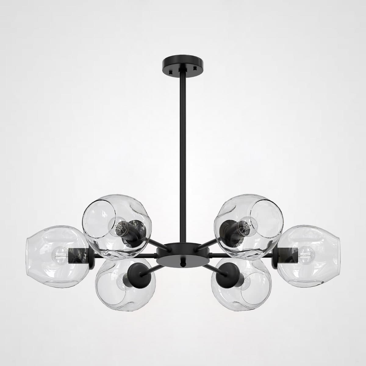 Люстра на штанге MARINE B 6 Black/Transparent by ImperiumLoft