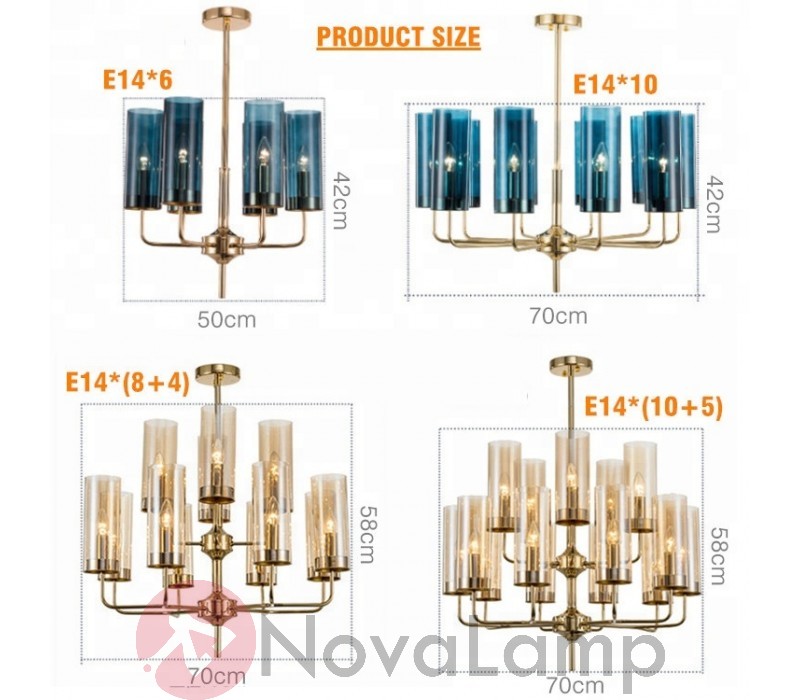 Люстра Hans-Agne Jakobsson Brass Blue Glass Tube Chandelier 6 Hans-Agne Jakobsson by ImperiumLoft