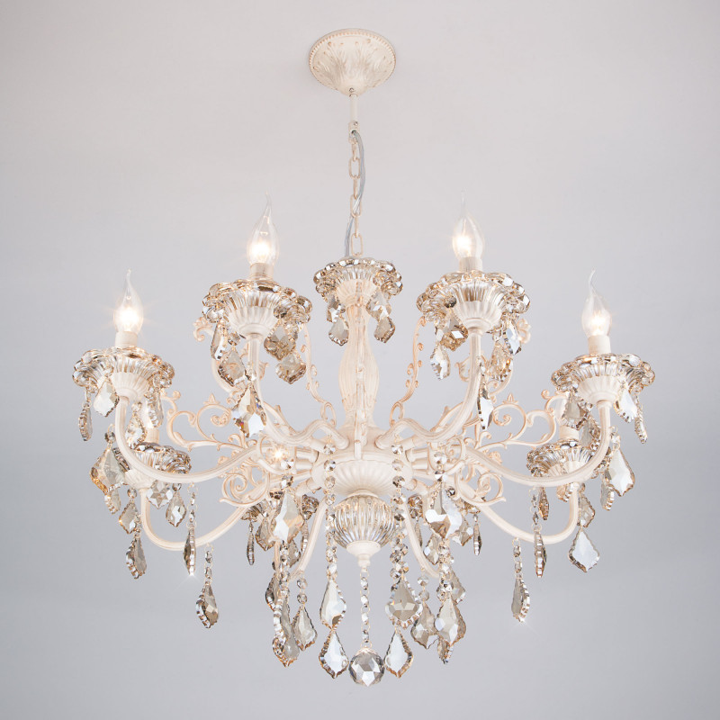 Подвесная люстра Eurosvet 3281/8 белый с золотом/тонированный хрусталь Strot