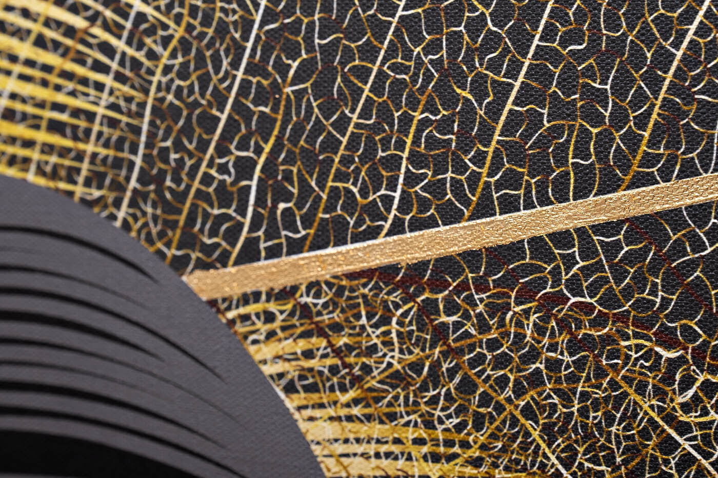 Холст Золотые листья-4 в багете латунь Garda Decor 89VOR-GOLDEN LEAVES-4