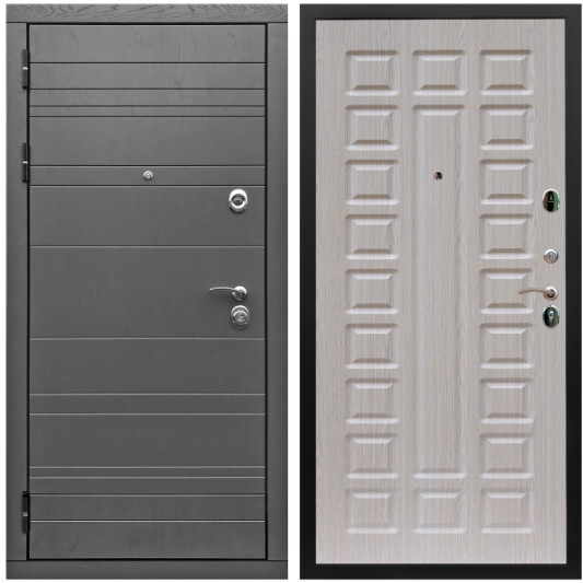 Дверь входная Graf Роял Вуд МДФ 10 мм Роял Вуд графит / МДФ 16 мм ФЛ-183 Сандал белый