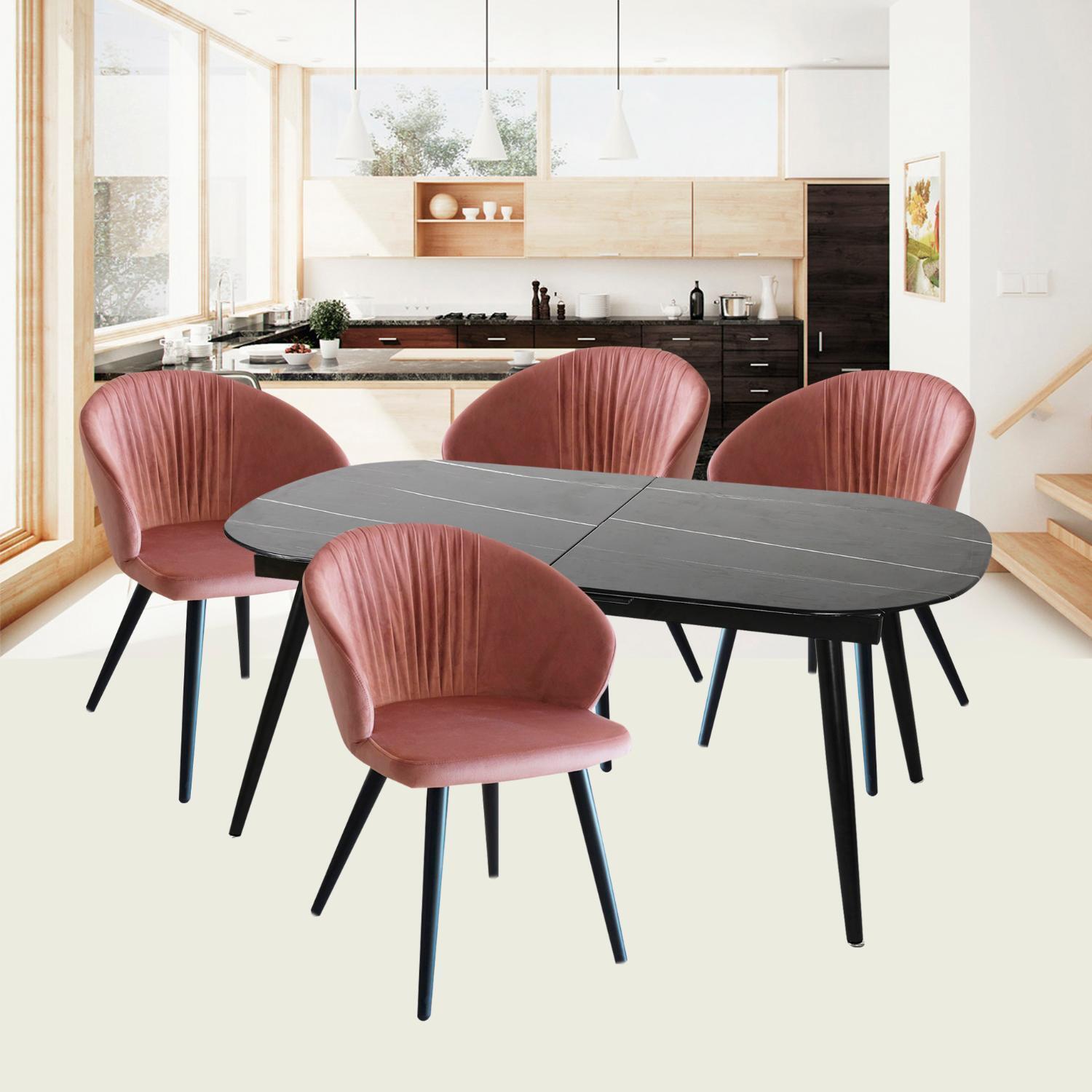 Стол Marble овальный раздвижной 160/200 х 90х 78см, чёрный мрамор Bradex Home FR 0242