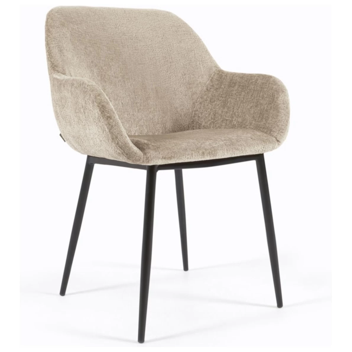 Стул Konna из бежевой синели со стальными черными ножками La Forma (ex Julia Grup)