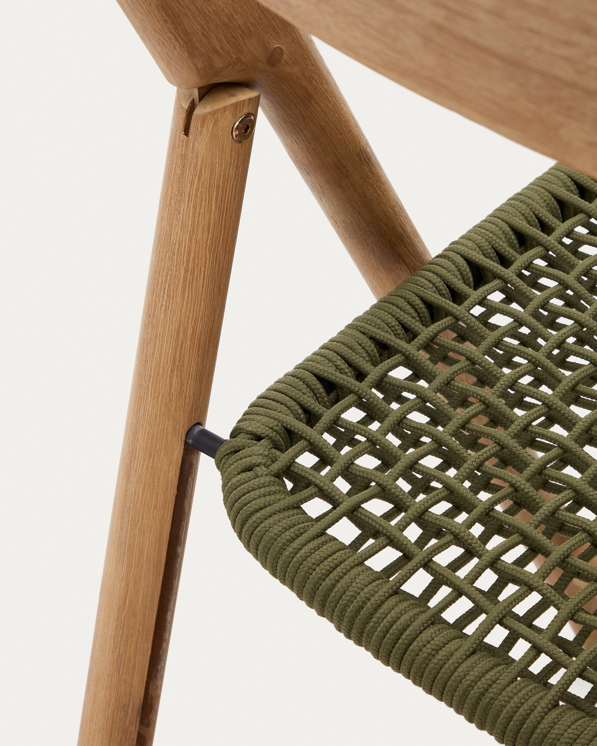 Складной стул Dandara из массива акации со стальной конструкцией и зеленым шнуром La Forma 193282