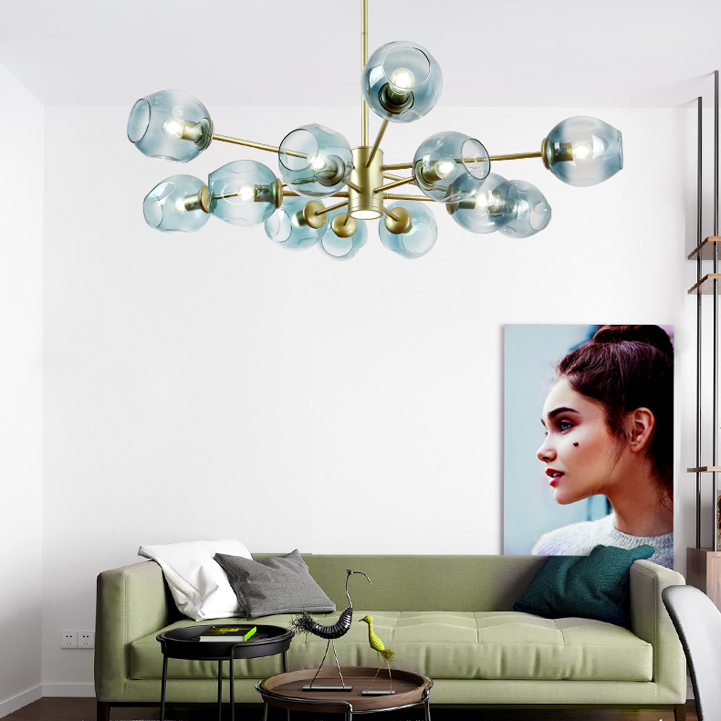 Люстра на штанге MARINE D104 10 lamps Black/Transparent by ImperiumLoft