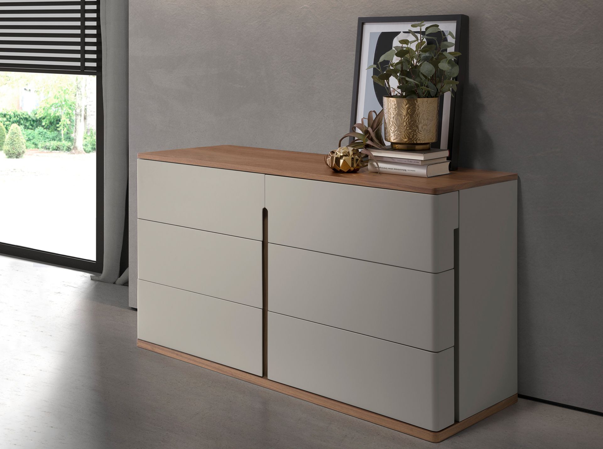 Комод  7168/MC2320DR из серого лака и орехового дерева Angel Cerda