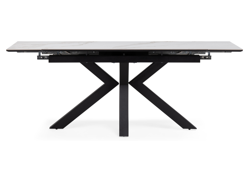 Стол Woodville Бронхольм 140(200)х80х77 белый мрамор / черный 532396