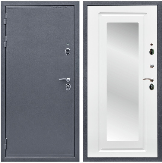 Дверь входная Graf Лондон 2 Антик серебро / МДФ 16 мм ФЛЗ-120 Ясень белый