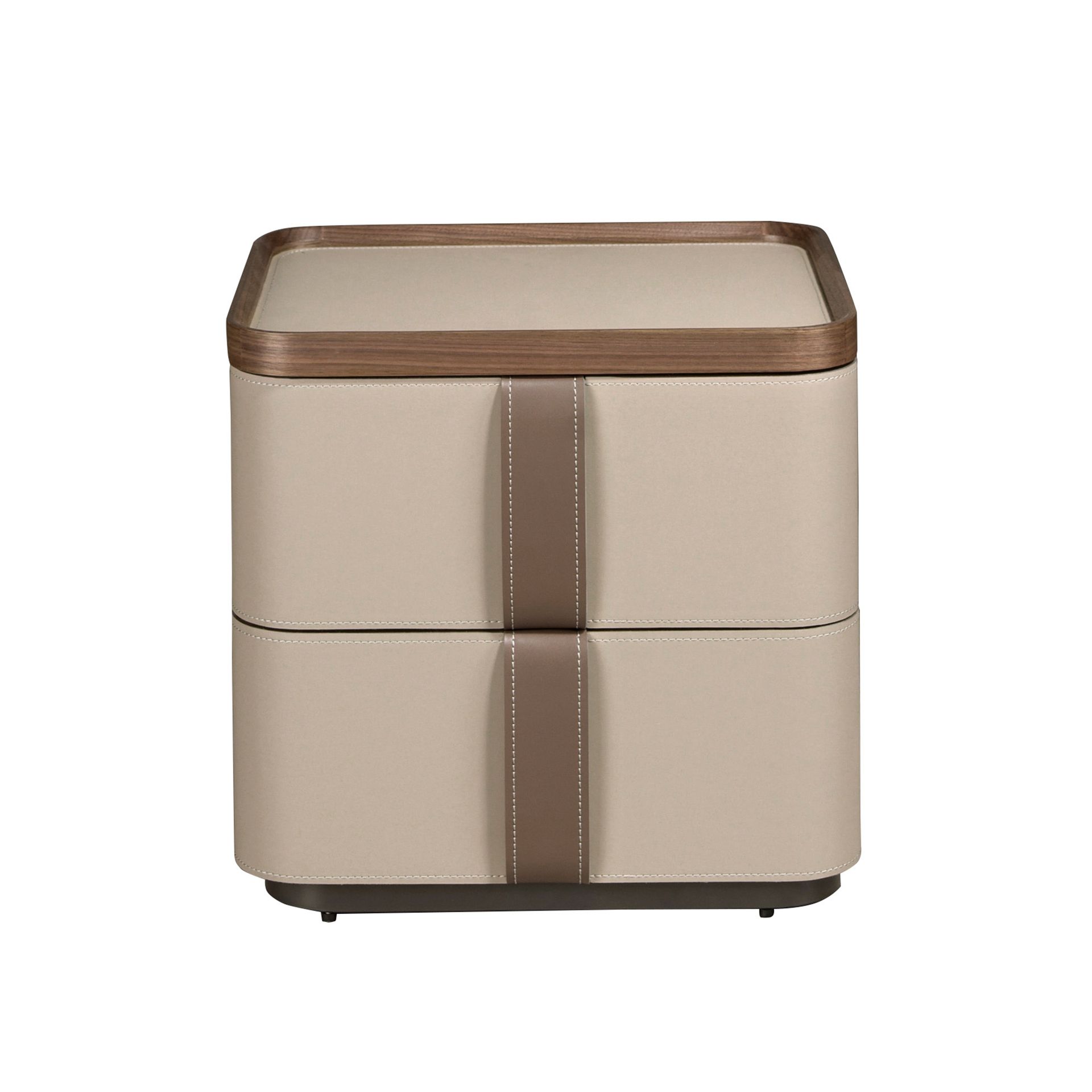 Прикроватная тумбочка 7204 из кожи, ореха и полированной стали Angel Cerda