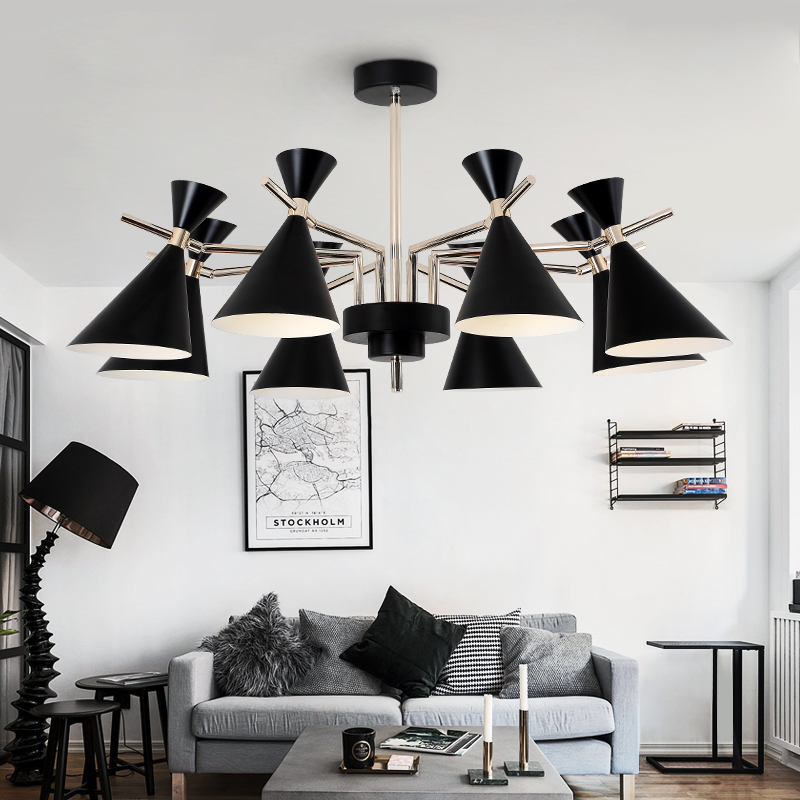 Люстра на штанге FRANKA D100 8 lamps Black by ImperiumLoft