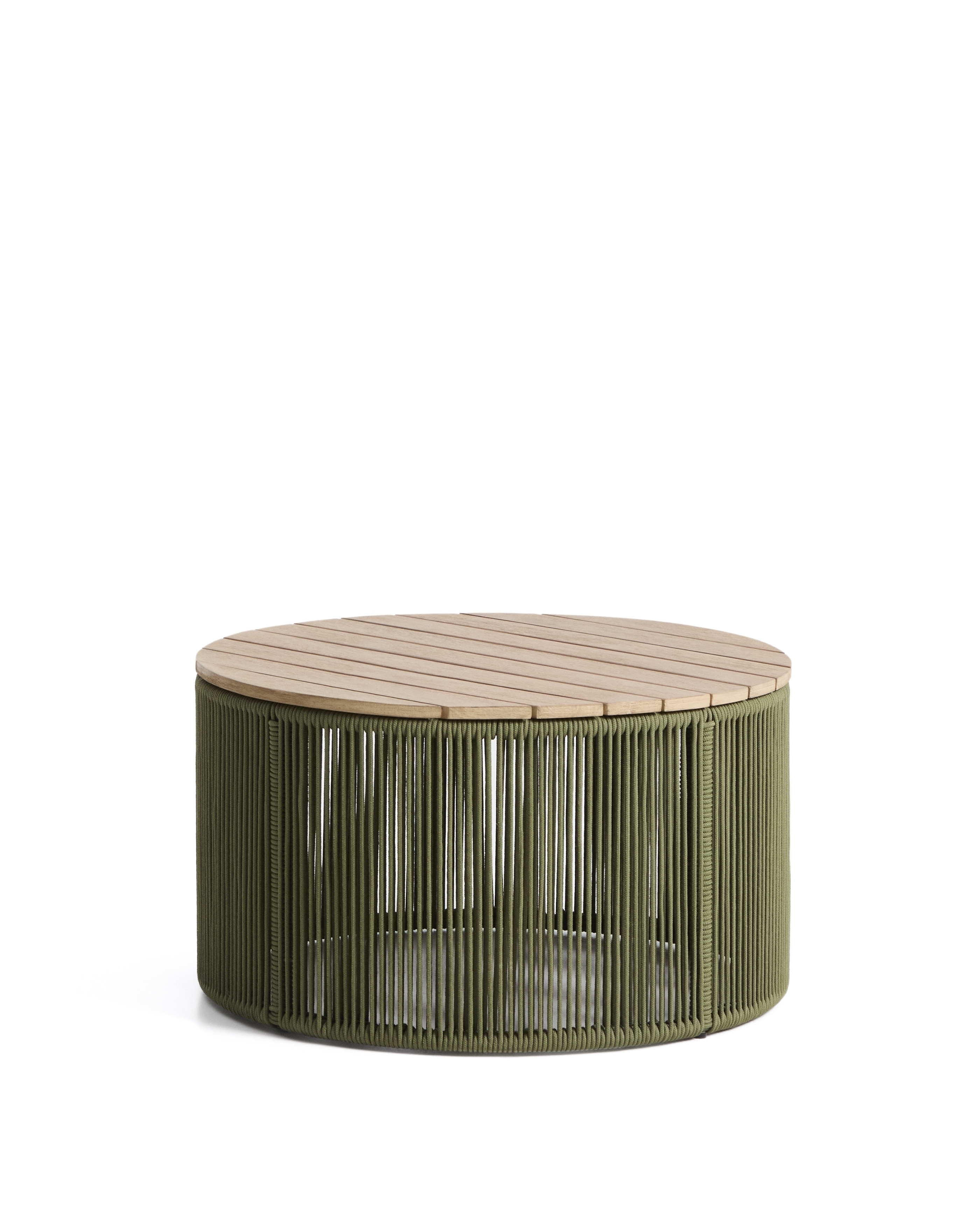 Уличчный столик Dandara из стали, зеленой веревки и массива акации Ø70 см La Forma 482550