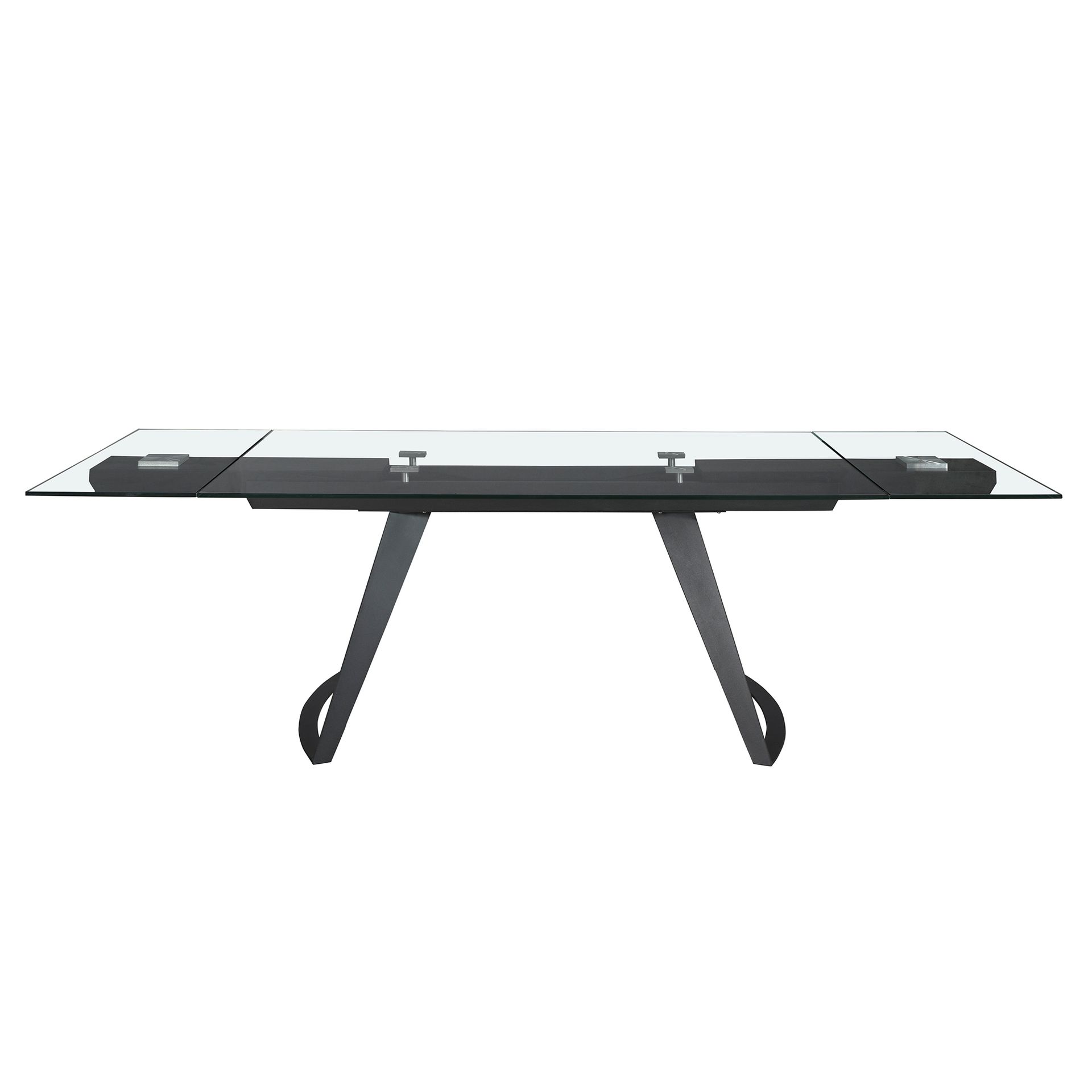 Прямоугольный раздвижной обеденный стол 1150 из стекла и черной стали Angel Cerda