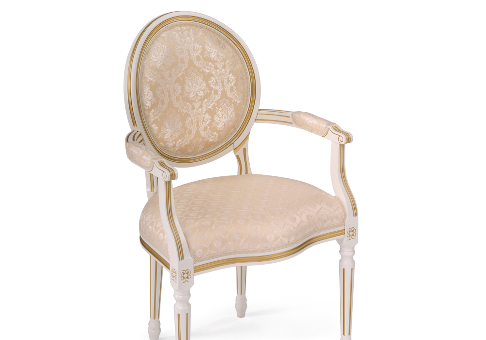 Стул деревянный Woodville Данте молочный с золотой патиной 406095