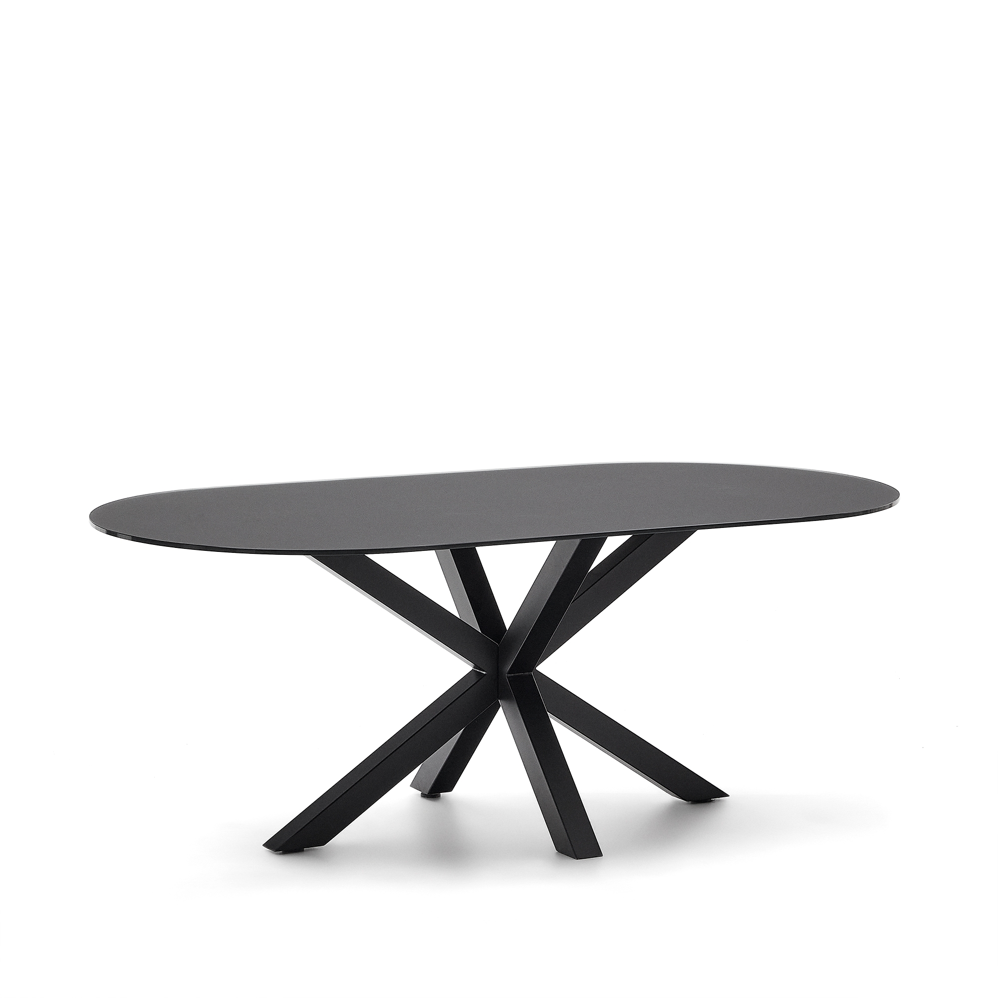 Стол Argo с черным стеклом и черными стальными ножками Ø 200 x 100 см La Forma (ex Julia Grup)