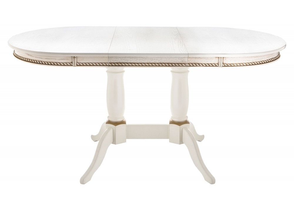 Стол деревянный Woodville Кантри 120 молочный с золотой патиной 406084